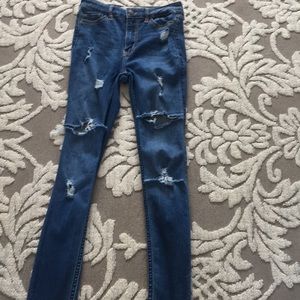 High rise ripped skinny jeans